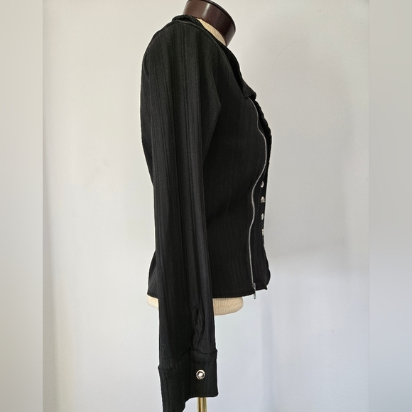 SWITCHBLADE STILETTO Black Zippered Jacket with Skull buttons. Size M - Picture 4 of 11